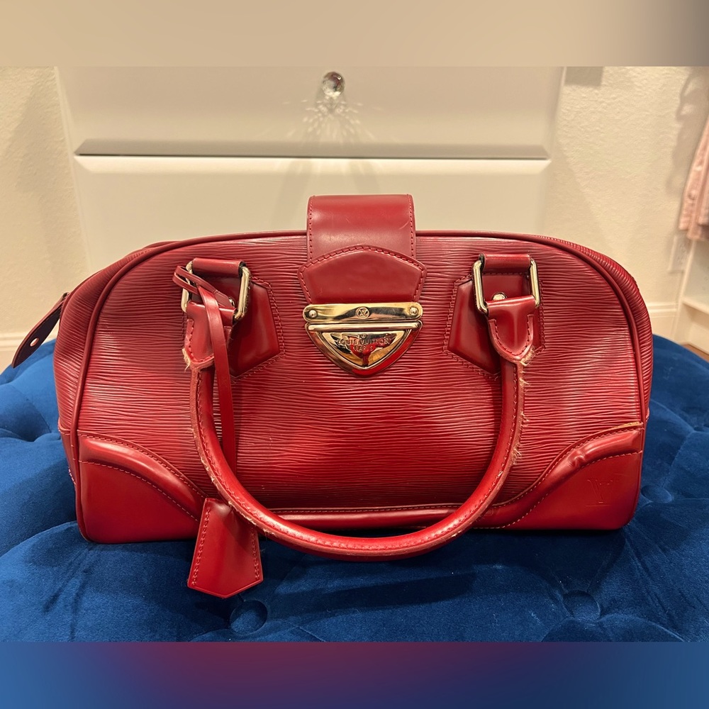 LOUIS VUITTON LV Jasmin Handbag Epi Leather M52087 Burgundy / Red with dust bag